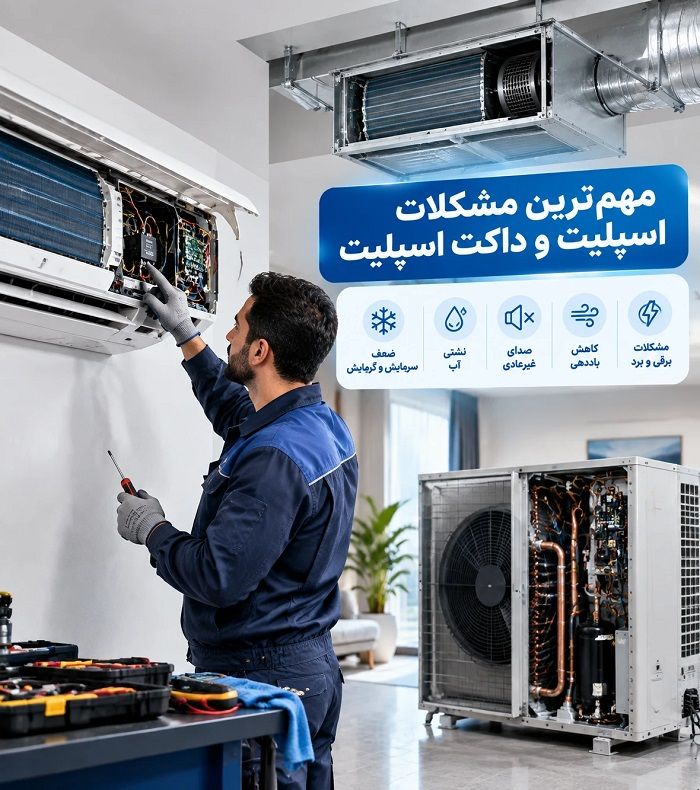اسپلیت چیست و تعمیر داکت اسپلیت چگونه انجام میشود؟ راهنمای جامع عیبیابی، سرویس و نگهداری