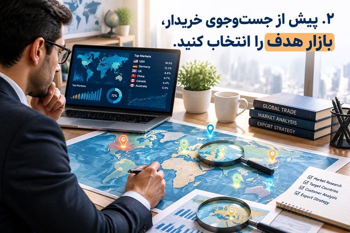 چگونه برای صادرات کالای خود مشتری خارجی پیدا کنیم؟ راهنمای جامع جذب خریدار بین‌المللی