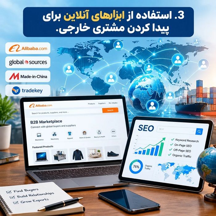 چگونه برای صادرات کالای خود مشتری خارجی پیدا کنیم؟ راهنمای جامع جذب خریدار بین‌المللی